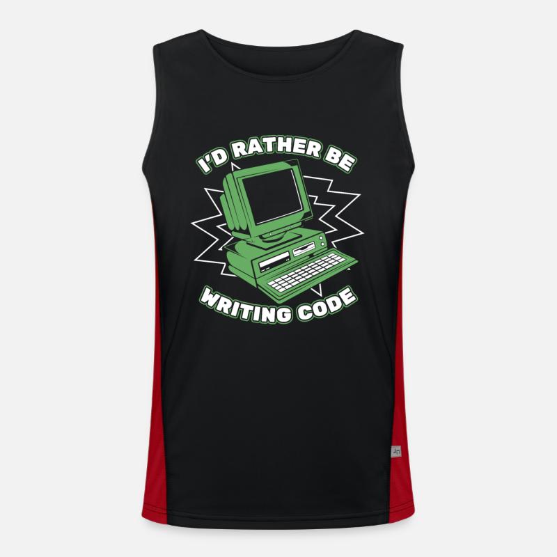 I'd Rather Be Writing Code Developer Coder Funktionelles Kontrast-Tank Top für Männer 