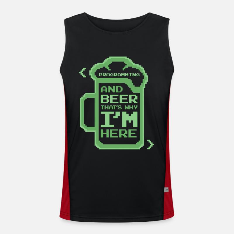 Programming And Beer That's Why I'm Here Coder Funktionelles Kontrast-Tank Top für Männer 