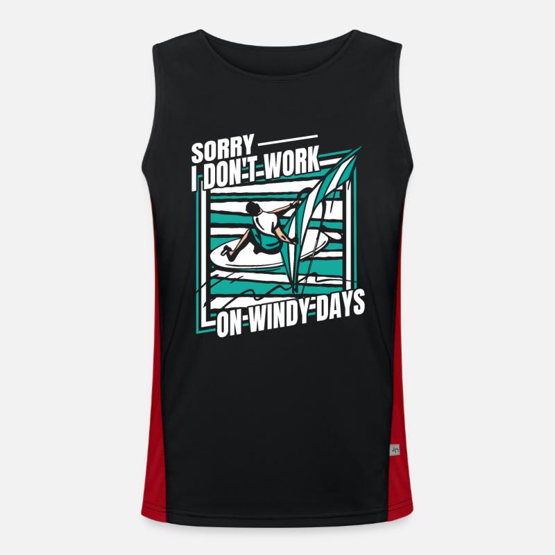 I Don't Work On Windy Days Wassersport Surfer Funktionelles Kontrast-Tank Top für Männer 
