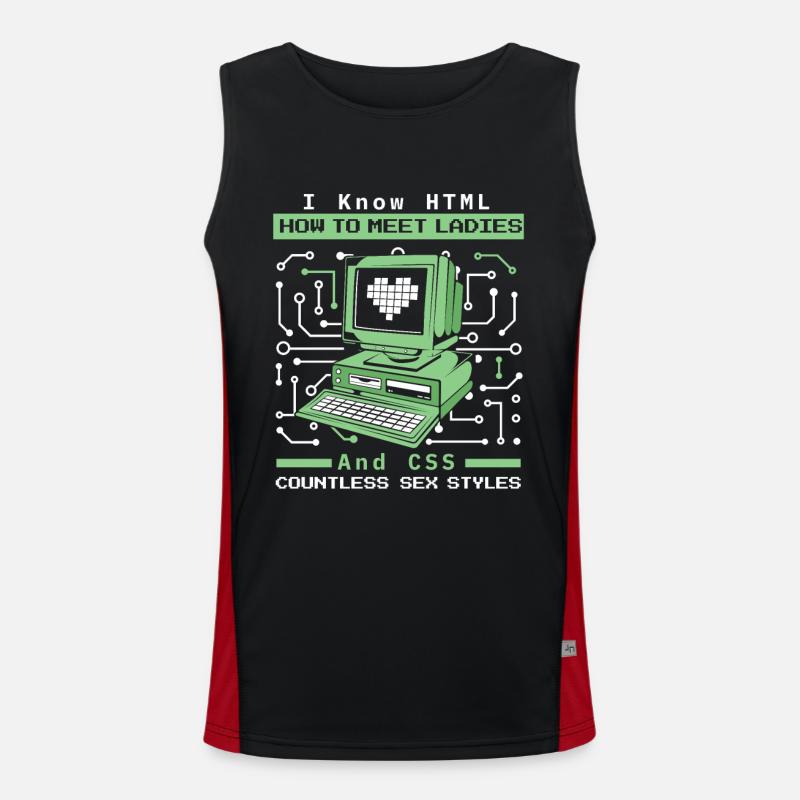 I Know HTML How To Meet Ladies Developer Coder Men's Functional Contrast Tank Top 