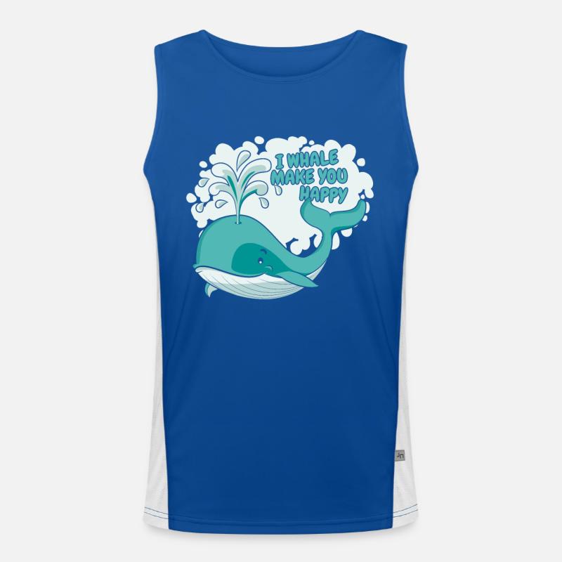 Ich Wal mach dich glücklich Blauer Beluga-Cachalot-Wal Funktionelles Kontrast-Tank Top für Männer 