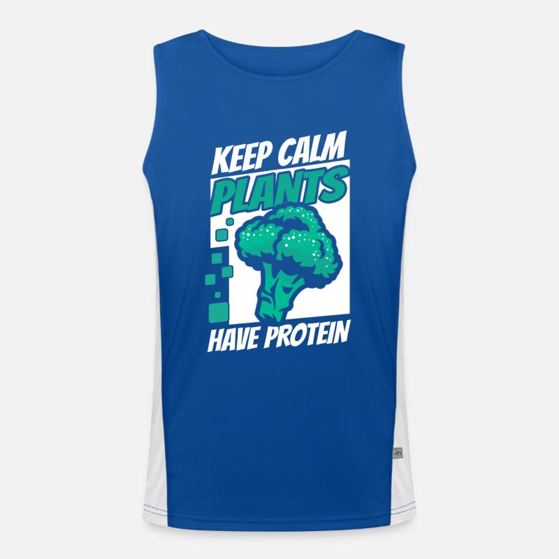 Keep Calm Plants Have Protein Vegans Vegan Men's Functional Contrast Tank Top 