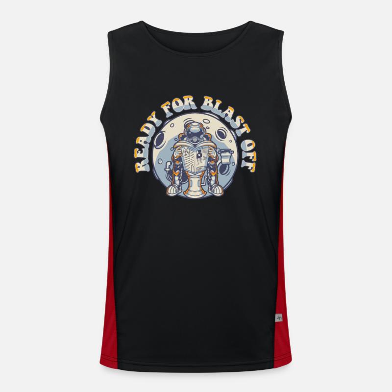 Ready For Blast Off Cosmonaut Spaceship Men's Functional Contrast Tank Top 