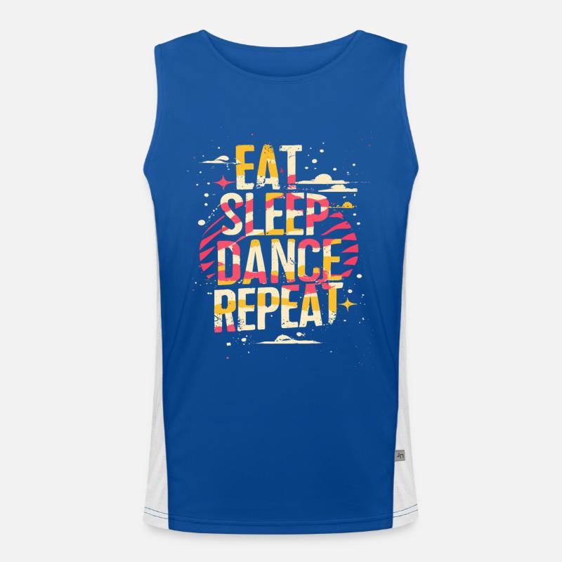 Eat Sleep Dance Repeat Typografie Funktionelles Kontrast-Tank Top für Männer 