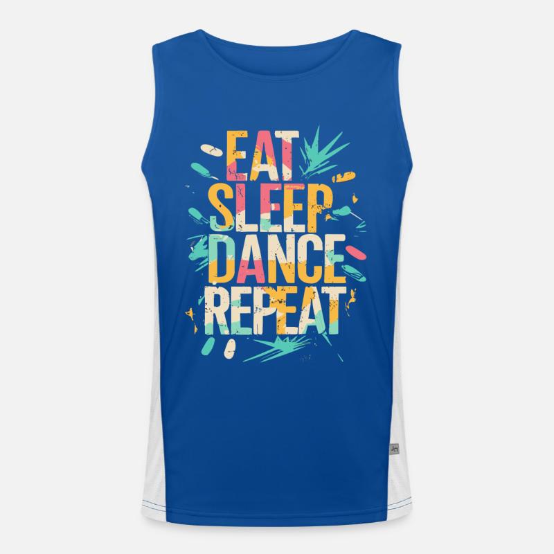 Eat Sleep Dance Repeat Typography Men's Functional Contrast Tank Top 
