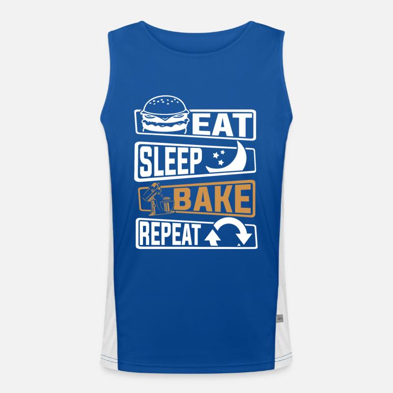 Eat Sleep Bake Repeat Hobby Baker Bakery Men's Functional Contrast Tank Top 