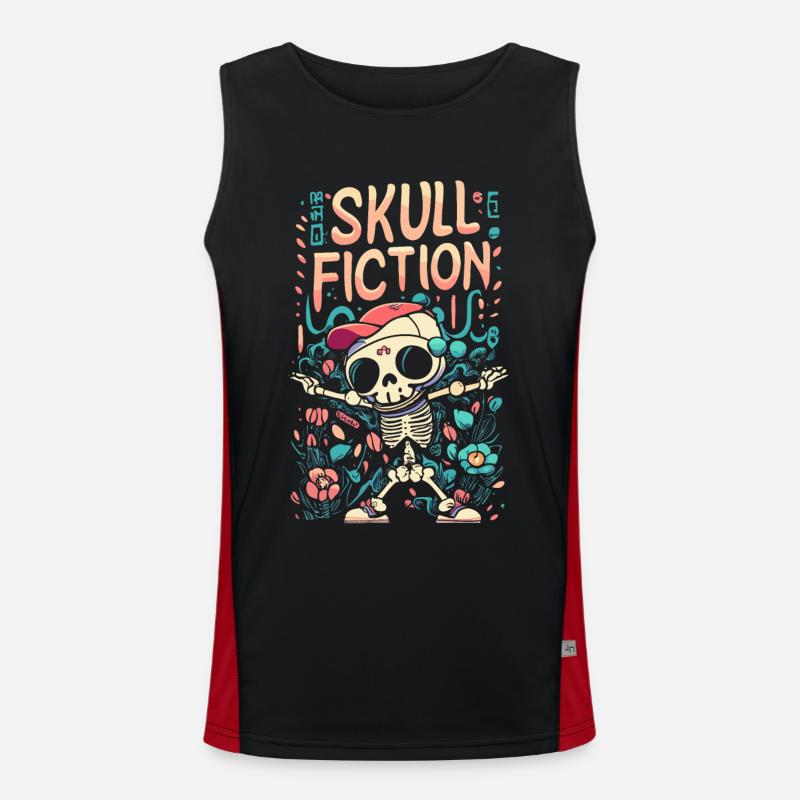 Skull Fiction Skull Skull Art Pixel Art Men's Functional Contrast Tank Top 