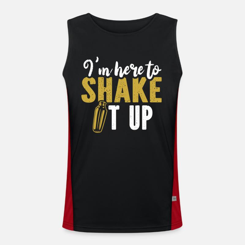 I'm Here To Shake It Up Bartender Mixologist Funktionelles Kontrast-Tank Top für Männer 
