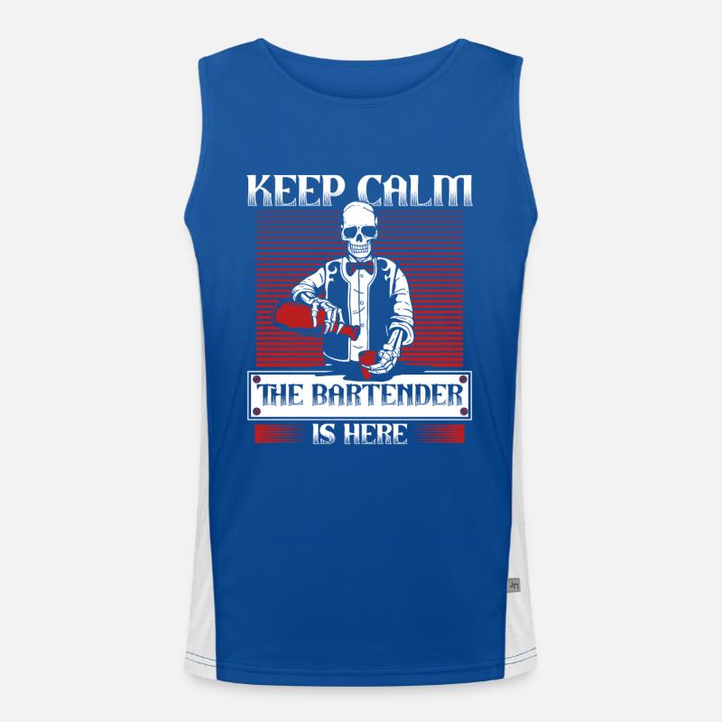 Keep Calm The Bartender Is Here Mixologist Funktionelles Kontrast-Tank Top für Männer 