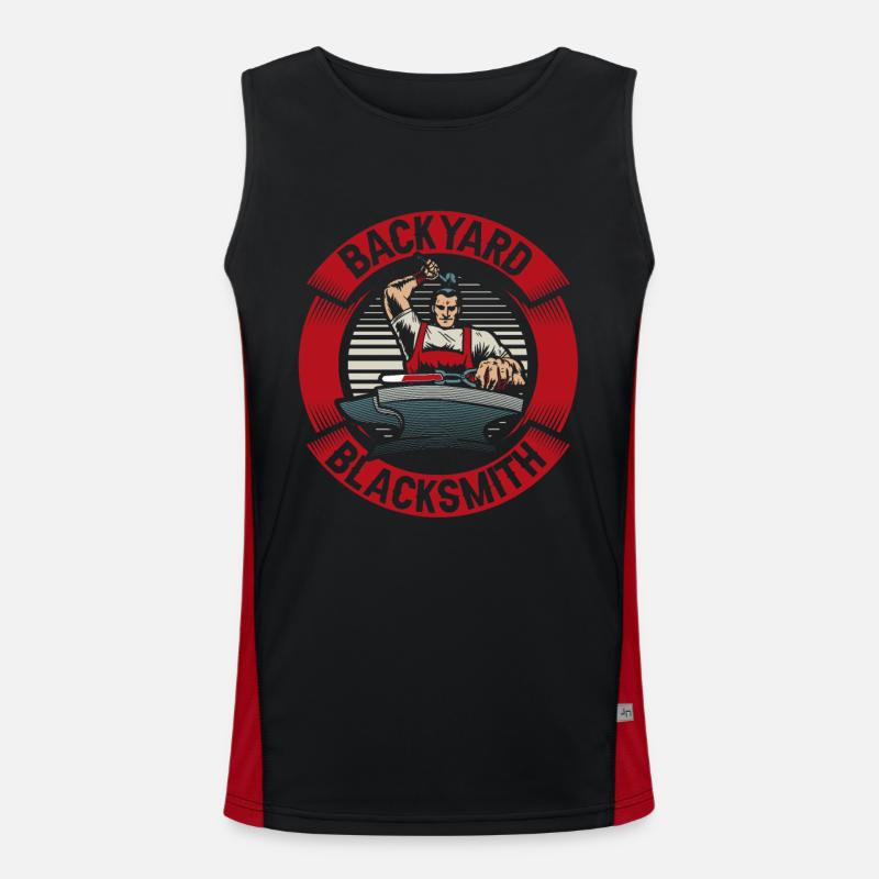 Backyard Blacksmith Blacksmith Forging - Men's Functional Contrast Tank Top  - black/red
