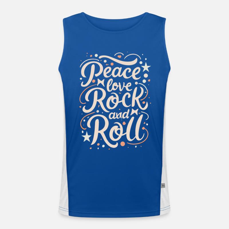 Peace Love Rock And Roll Déclaration Devise Débardeur respirant contrasté Homme 