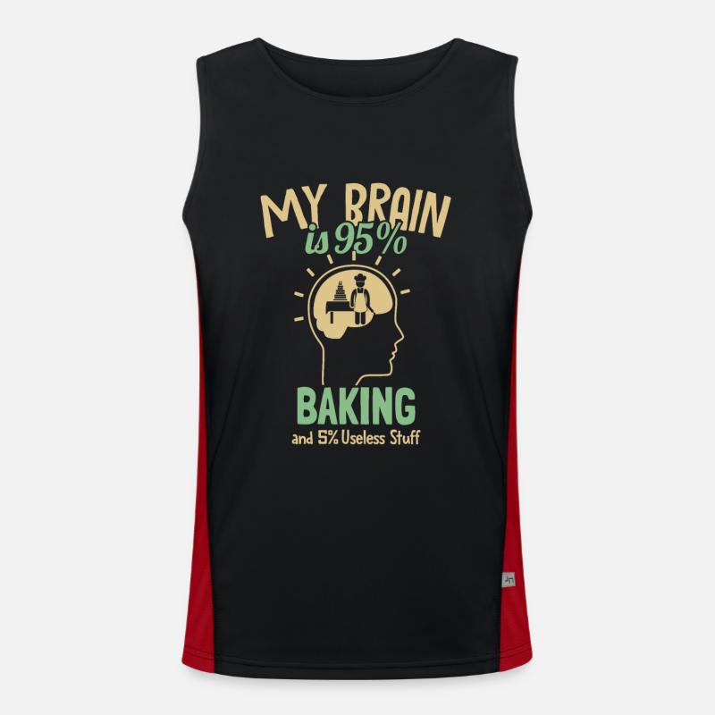 My Brain is 95% Baking Hobbybäcker Bäckerei Funktionelles Kontrast-Tank Top für Männer 