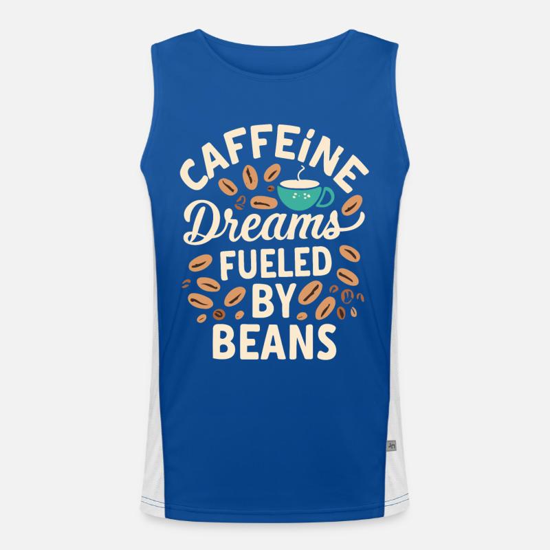 Caffeine Dreams Fueled by Beans Coffee Saying Men's Functional Contrast Tank Top 