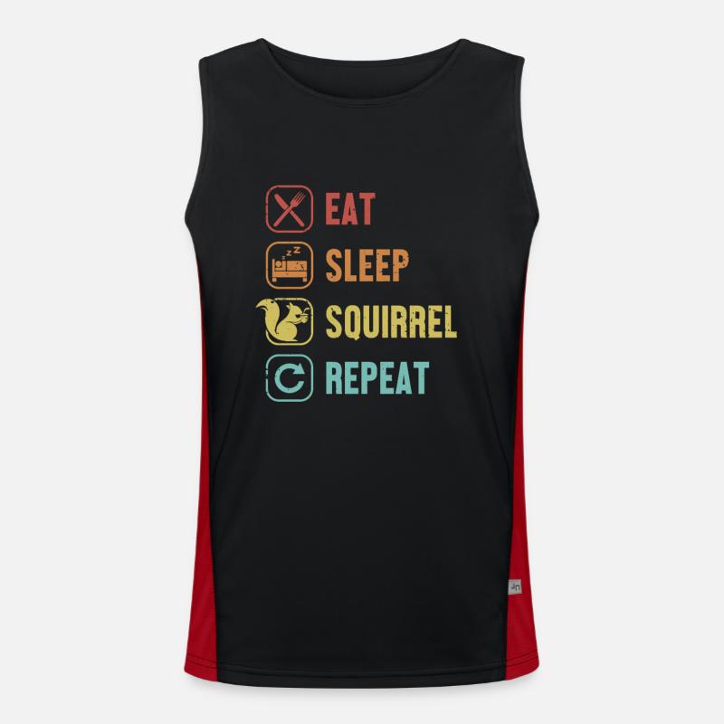 Eat Sleep Squirrel Repeat Squirrel Grauhörnchen Funktionelles Kontrast-Tank Top für Männer 