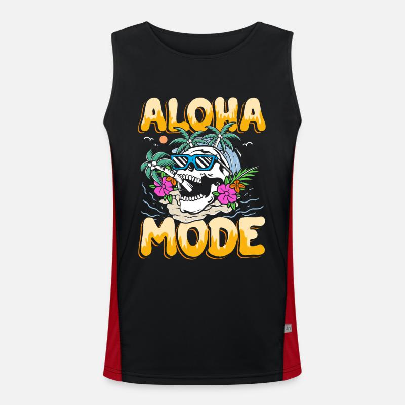 Mode Aloha | Tête de mort chic sentiment de vacances Débardeur respirant contrasté Homme 