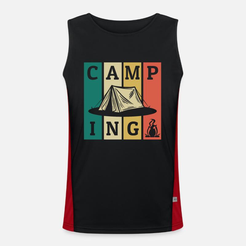 Camping Retro Strips Zelten Glamping Campingplatz Funktionelles Kontrast-Tank Top für Männer 