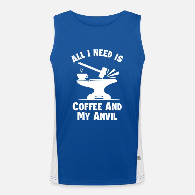 Coffee and my Anvil Blacksmith Forging Men's Functional Contrast Tank Top 
