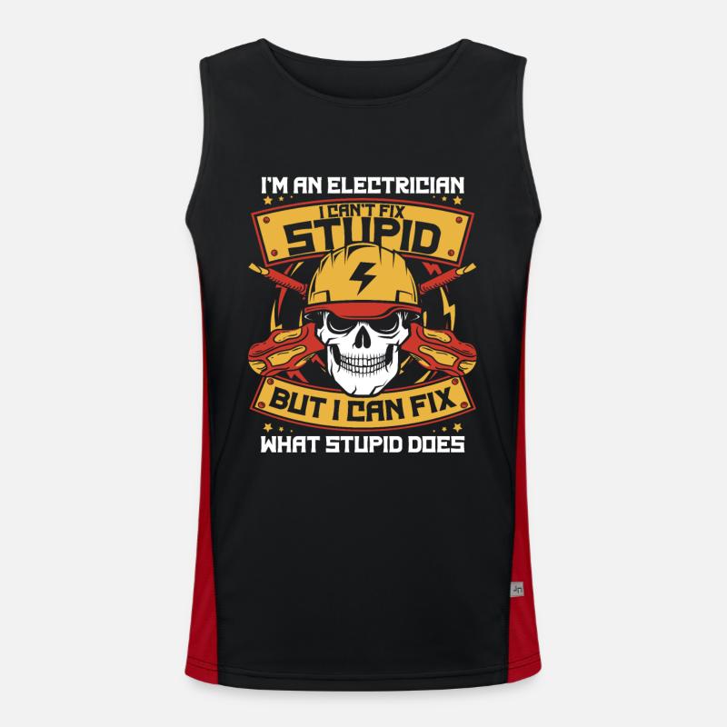 I'm A Electrician I Can't Fix Stupid Electronics Engineer Men's Functional Contrast Tank Top 
