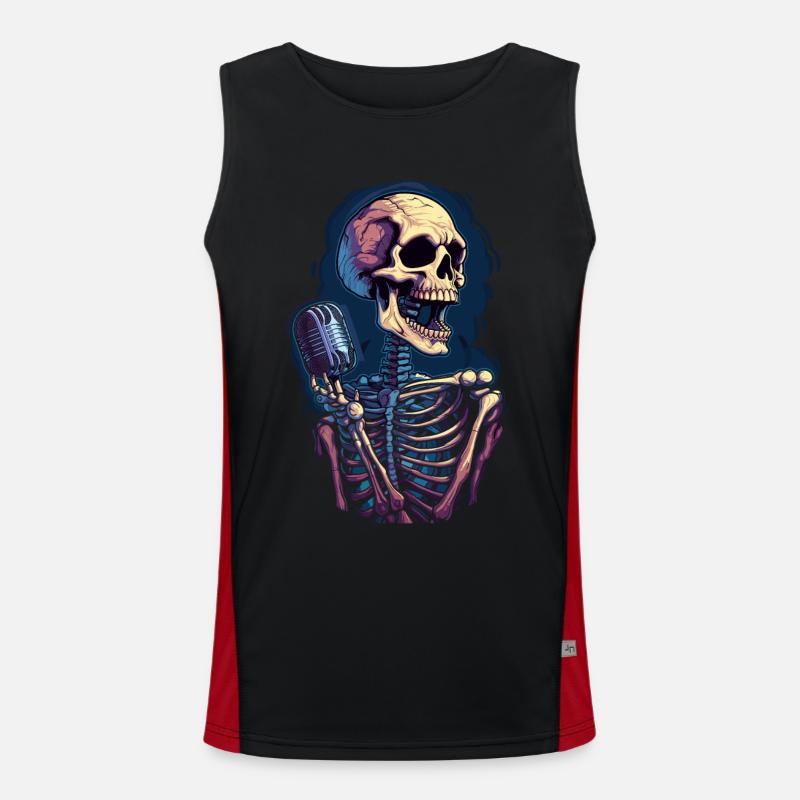 Bunter abstrakter Totenkopf mit Mikrofon Funktionelles Kontrast-Tank Top für Männer 