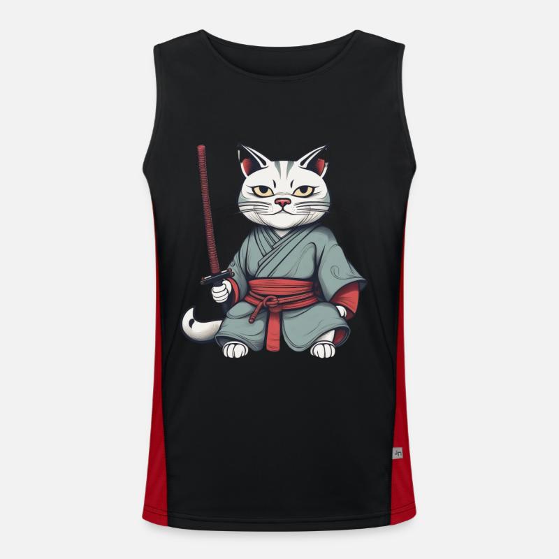 Grim Samurai Cat Men's Functional Contrast Tank Top 