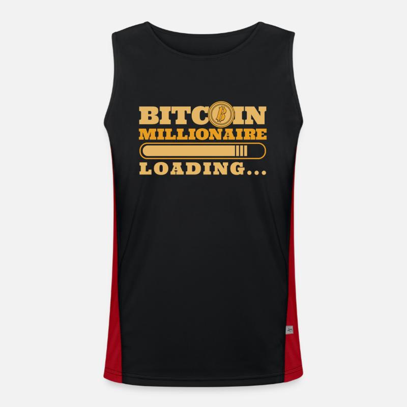 Bitcoin Millionaire Loading Blockchain Crypto - Men's Functional Contrast Tank Top  - black/red