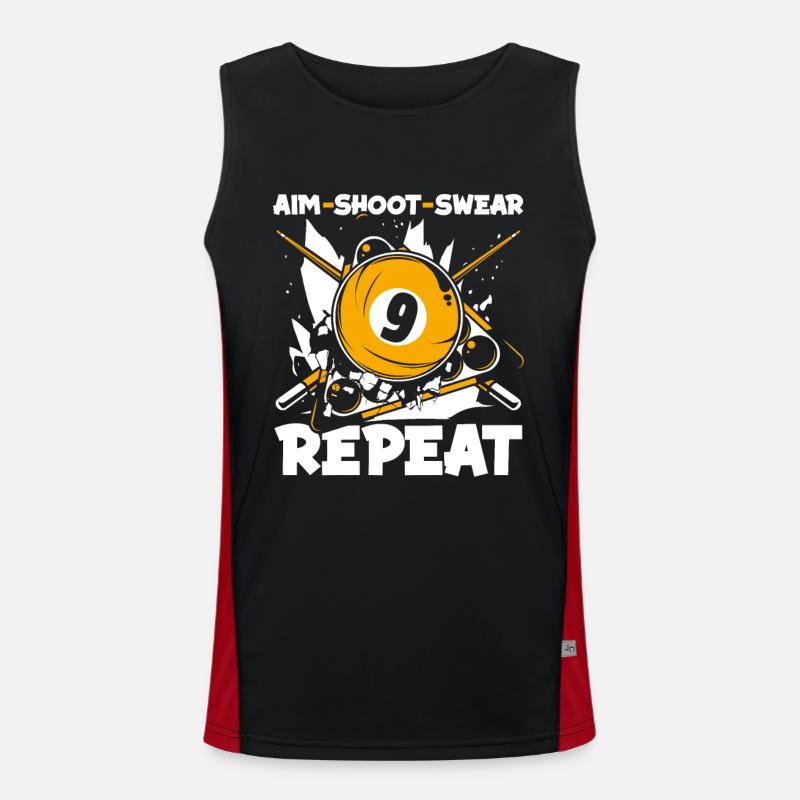 Aim Shoot Swear Repeat Billard de table de billard Débardeur respirant contrasté Homme 