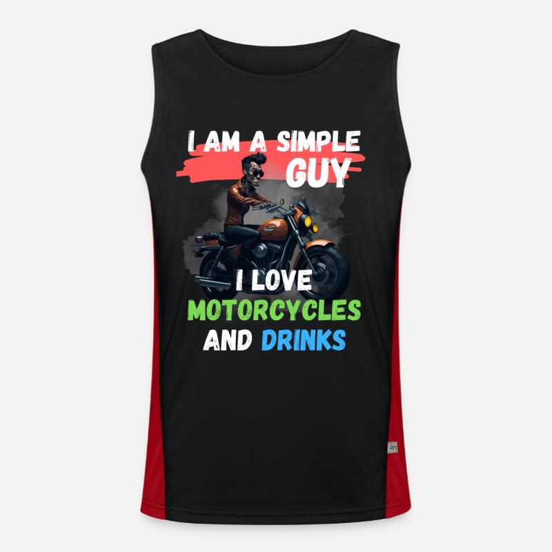 Ich bin ein einfacher Mann - ich liebe Motorräder Funktionelles Kontrast-Tank Top für Männer 