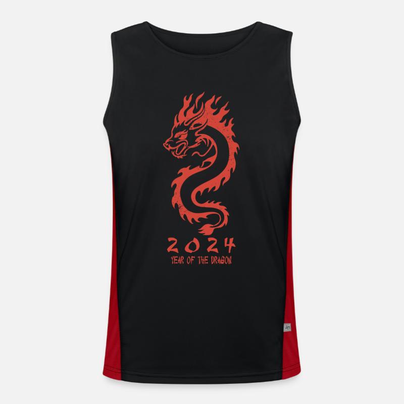 2024 Jahr des Drachen Silvester Geschenkidee Funktionelles Kontrast-Tank Top für Männer 