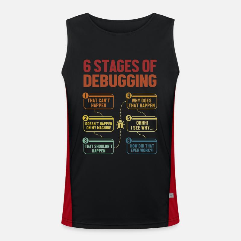 6 étapes du débogage Software Engineer Coder Débardeur respirant contrasté Homme 