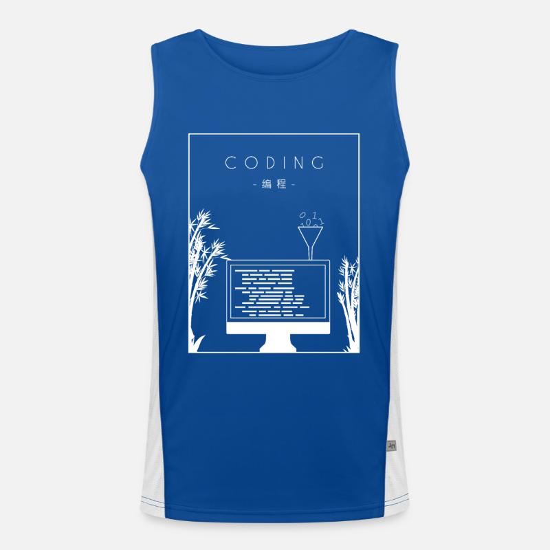 Coding Chinese Hanzi Developer Coder Programmierer Funktionelles Kontrast-Tank Top für Männer 