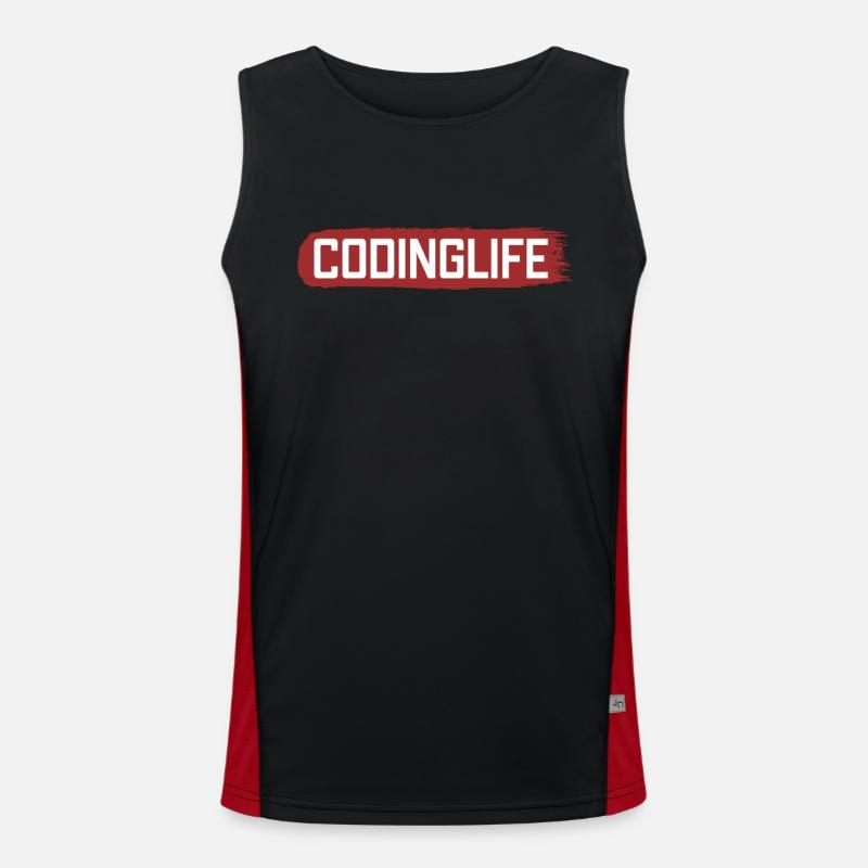 Codinglife Softwareentwickler Developer - Funktionelles Kontrast-Tank Top für Männer  - Schwarz/Rot