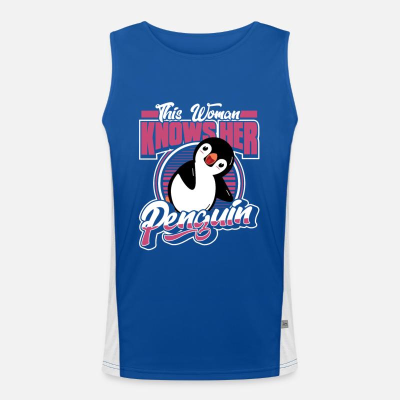 This Woman Knows Her Penguin Seevogel Funktionelles Kontrast-Tank Top für Männer 