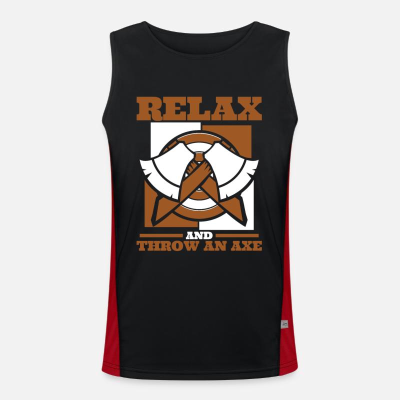 Relax And Throw An Axe Axe Throwing Game Axe Men's Functional Contrast Tank Top 