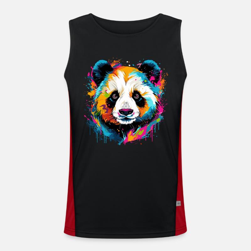 Panda coloré éclaboussures d’éclaboussures de peinture Débardeur respirant contrasté Homme 