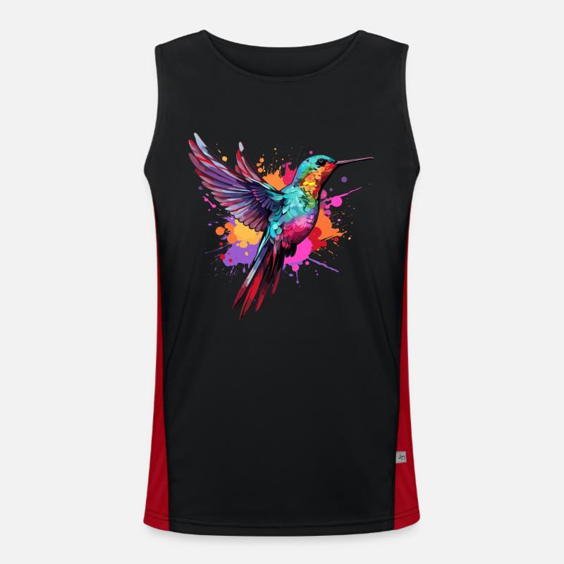 Bunter Kolibri Farbkleckse Farbspritzer Funktionelles Kontrast-Tank Top für Männer 