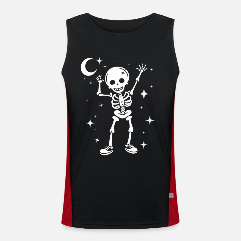 Funny Skeleton Skull Dancing Halloween Men's Functional Contrast Tank Top 