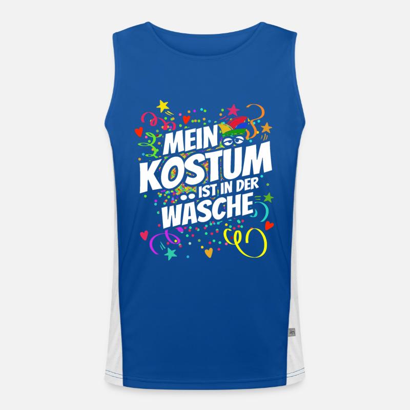 Mein Kostüm ist in der Wäsche - Karneval - Spruch Funktionelles Kontrast-Tank Top für Männer 