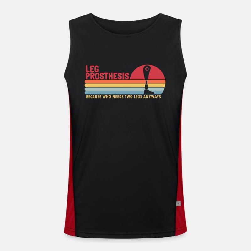 Leg Prosthesis Who Needs Two Legs Anyways Leg Men's Functional Contrast Tank Top 