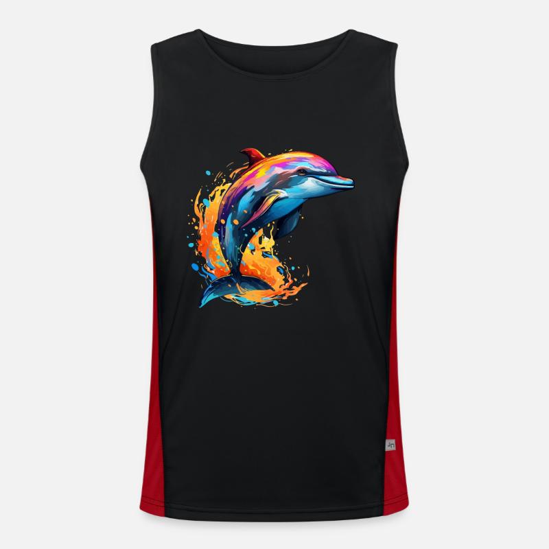 Bunter Delfin Farbkleckse Farbspritzer Funktionelles Kontrast-Tank Top für Männer 