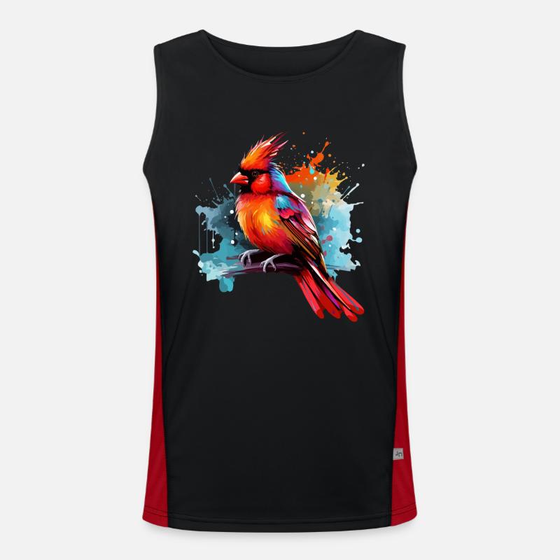 Bunter Rotkardinal Farbkleckse Farbspritzer Funktionelles Kontrast-Tank Top für Männer 