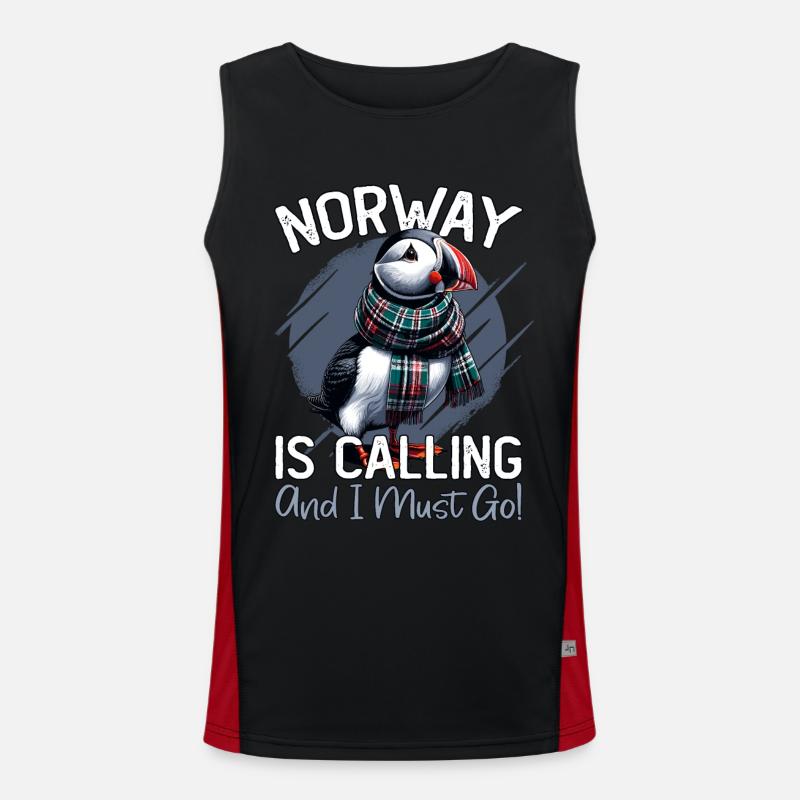Norwegen, Papageientaucher, Norway Is Calling Funktionelles Kontrast-Tank Top für Männer 