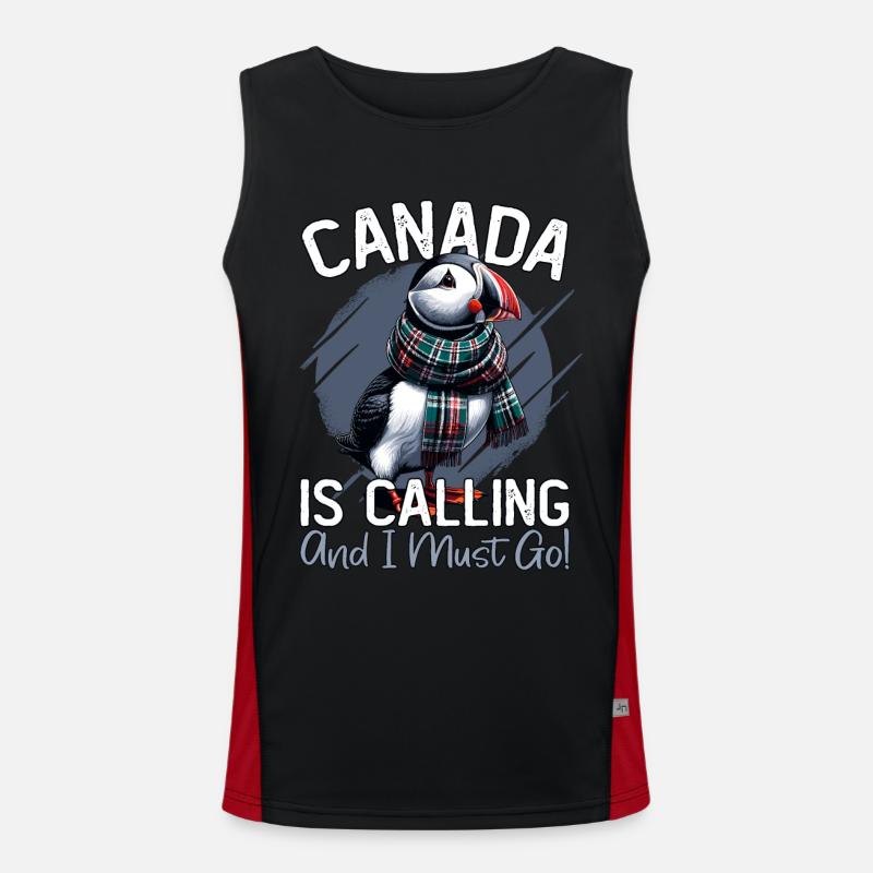 Canada, Puffins, Canada Is Calling Men's Functional Contrast Tank Top 