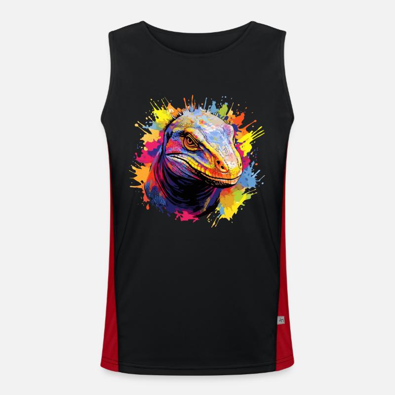 Bunter Komodowaran Farbkleckse Farbspritzer Funktionelles Kontrast-Tank Top für Männer 