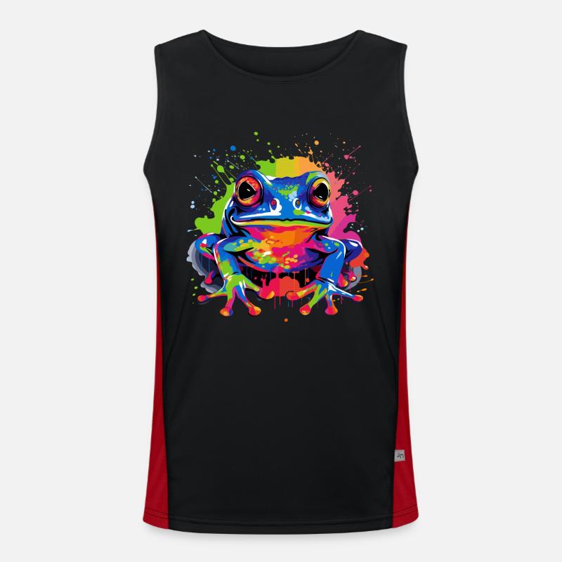 Bunter Frosch Farbkleckse Farbspritzer Funktionelles Kontrast-Tank Top für Männer 