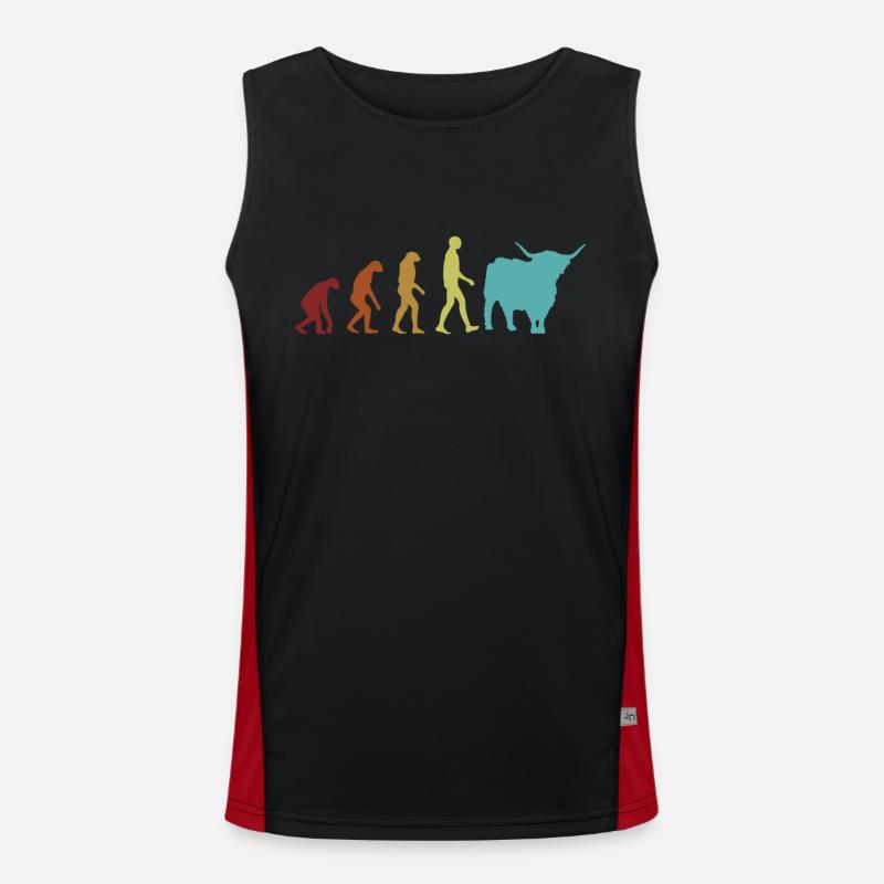 Highland Cattle Evolution Highland Vache Highland Débardeur respirant contrasté Homme 