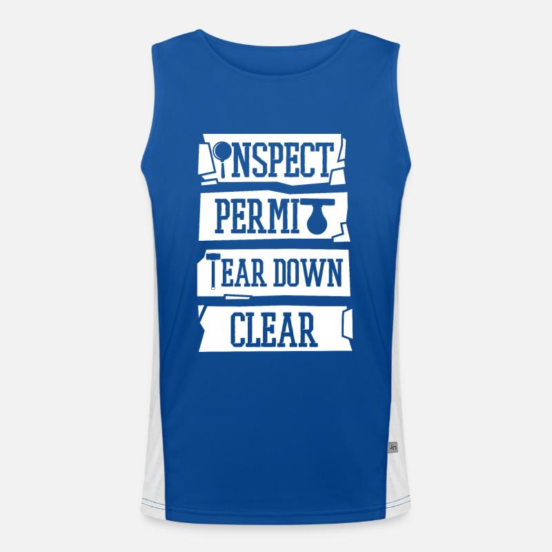Inspect Permit Tear Down Clear Home Wrecker House Men's Functional Contrast Tank Top 