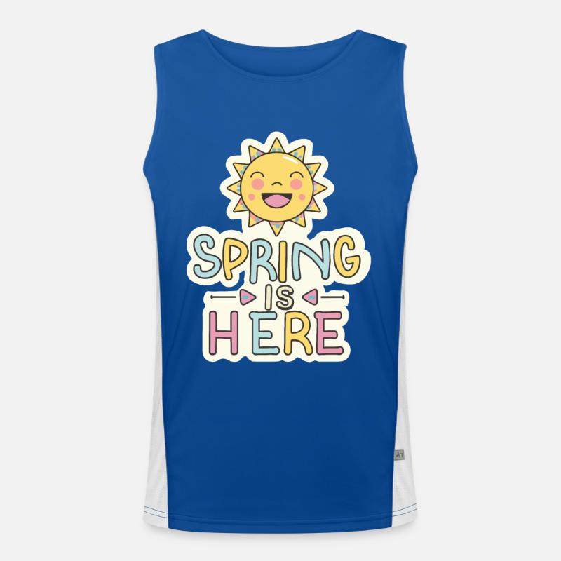 Spring Spring is here sun flowers Men's Functional Contrast Tank Top 