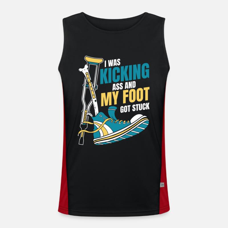 I Was Kicking Ass Broken Bone Broken Finger Bone Men's Functional Contrast Tank Top 