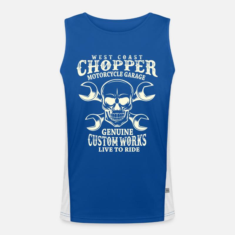 Skull Biker Saying West Coast Chopper Men's Functional Contrast Tank Top 
