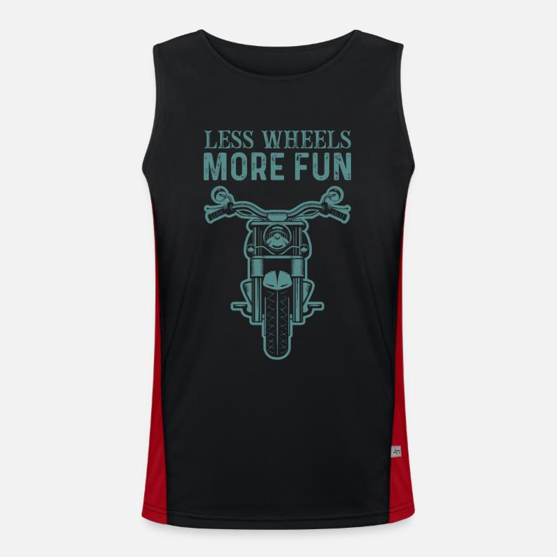 Motorcycle Saying Less Wheels More Fun Men's Functional Contrast Tank Top 